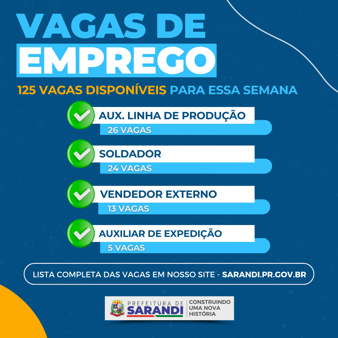 Agência do Trabalhador de Sarandi inicia semana ofertando 125 vagas de emprego